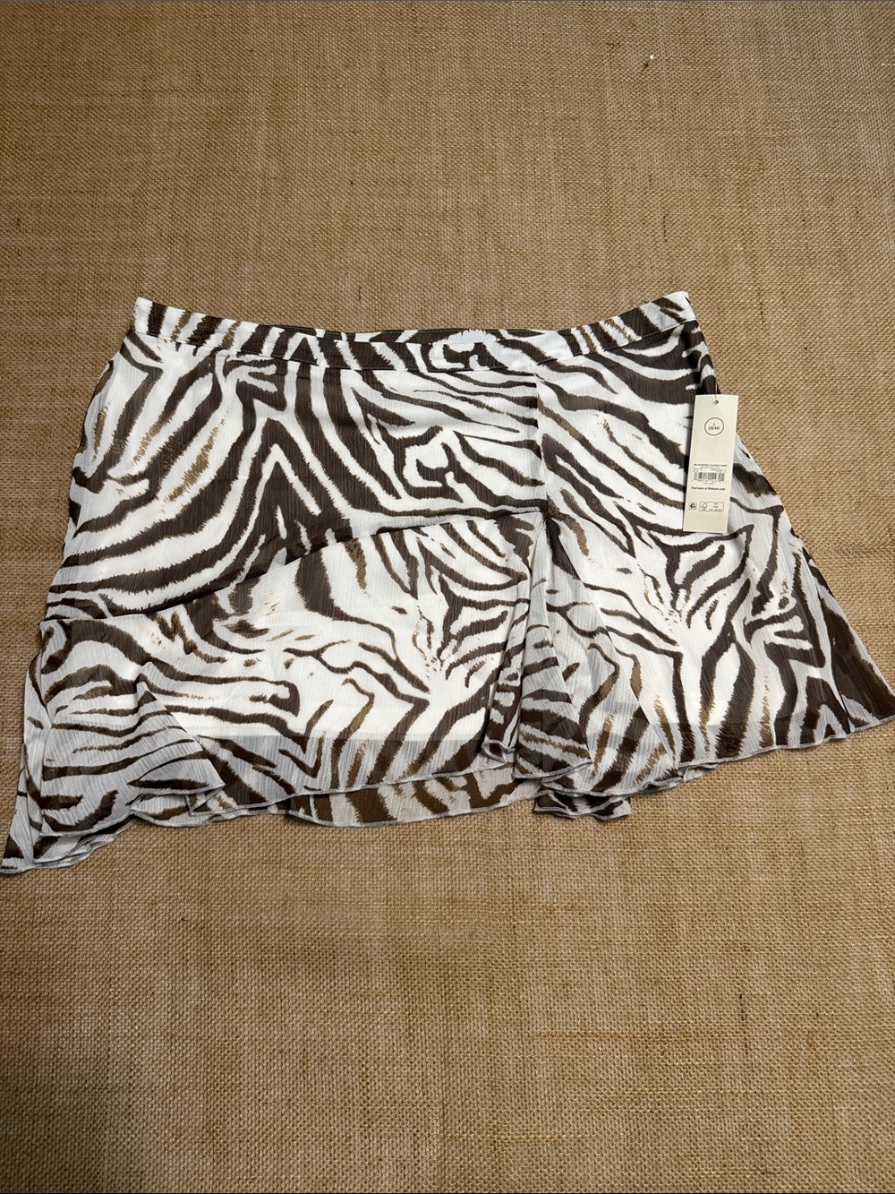 No Boundaries White and Brown Zebra Print Mini Skirt